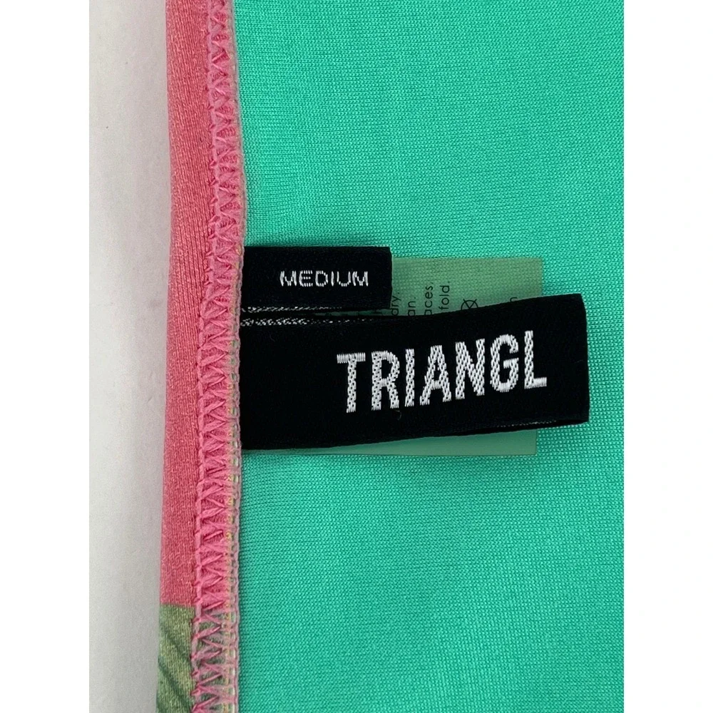 Triangl Sz M Floral Bikini Bottom‎ Swimsuit Low Rise Pink Green Tropical Beach